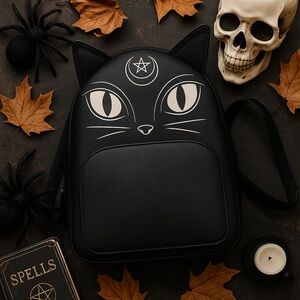 Mad Engine Witchy Black Cat Pentagram Mini Backpack Gothic Occult NWT